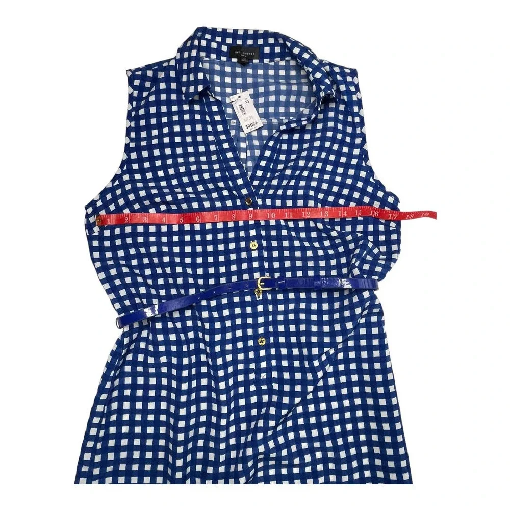 The Limited  Women's Blue Gingham Sleeveless  Shirt Dress Sz XS - Picture 5 of 10
